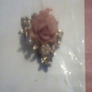 vintage pin rose with faux pearls